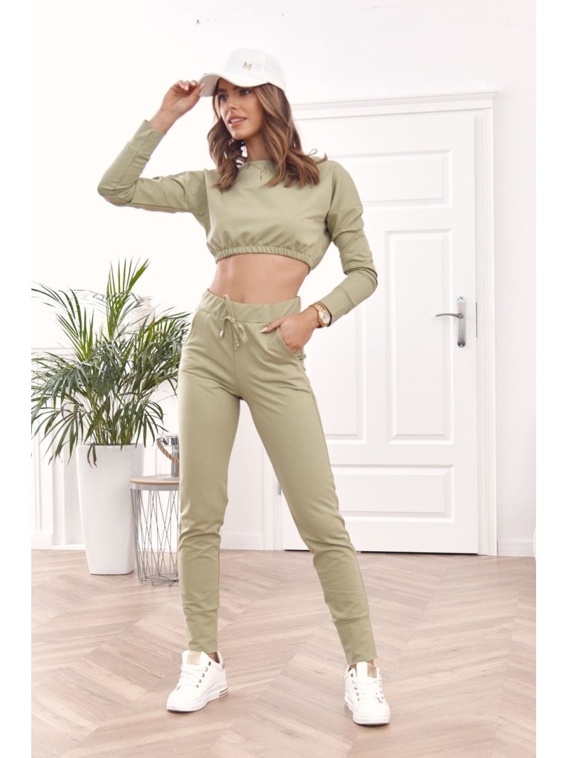 Sportliches Basic-Trainingsanzug-Set in Khaki FI605 – Online-Shop – Boutique