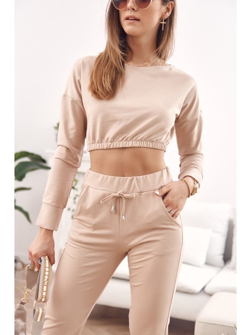 Basic beige sports tracksuit set FI605 - Online store - Boutique