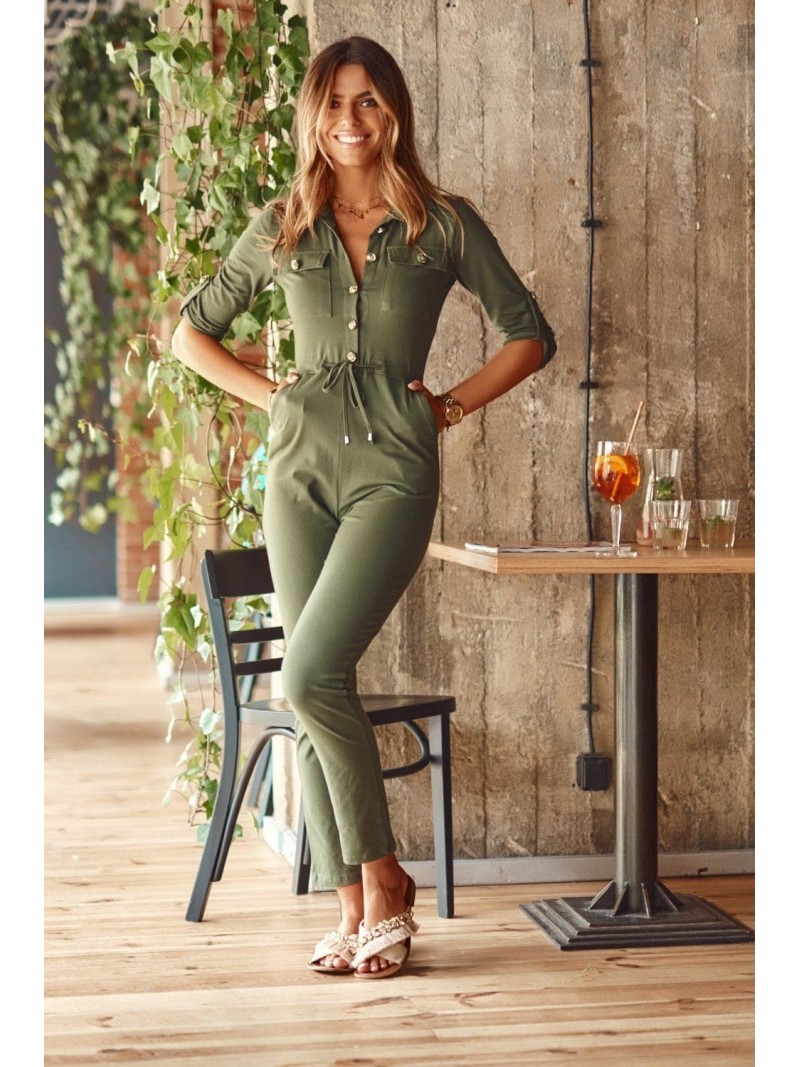 Damen-Overall mit Khaki-Kragen FK598 – Online-Shop – Boutique