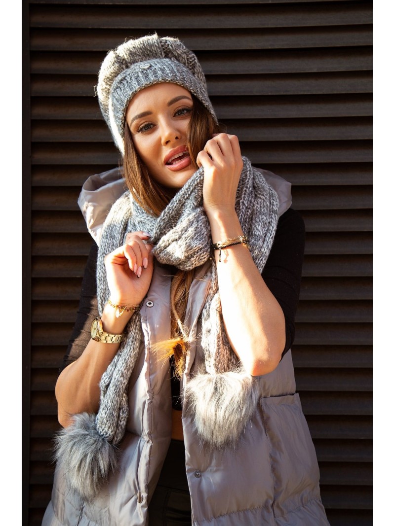 Dark gray winter set, hat and scarf C40 - Online store - Boutique