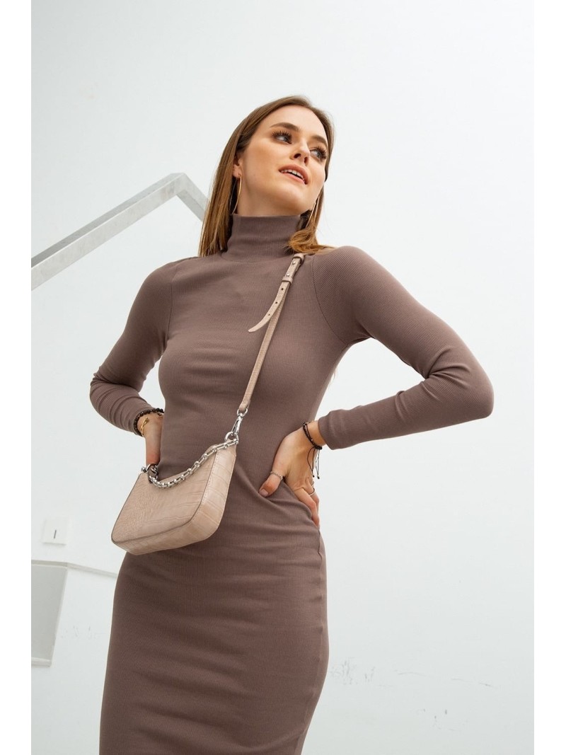 Basic cappuccino turtleneck dress FG624 - Online store - Boutique