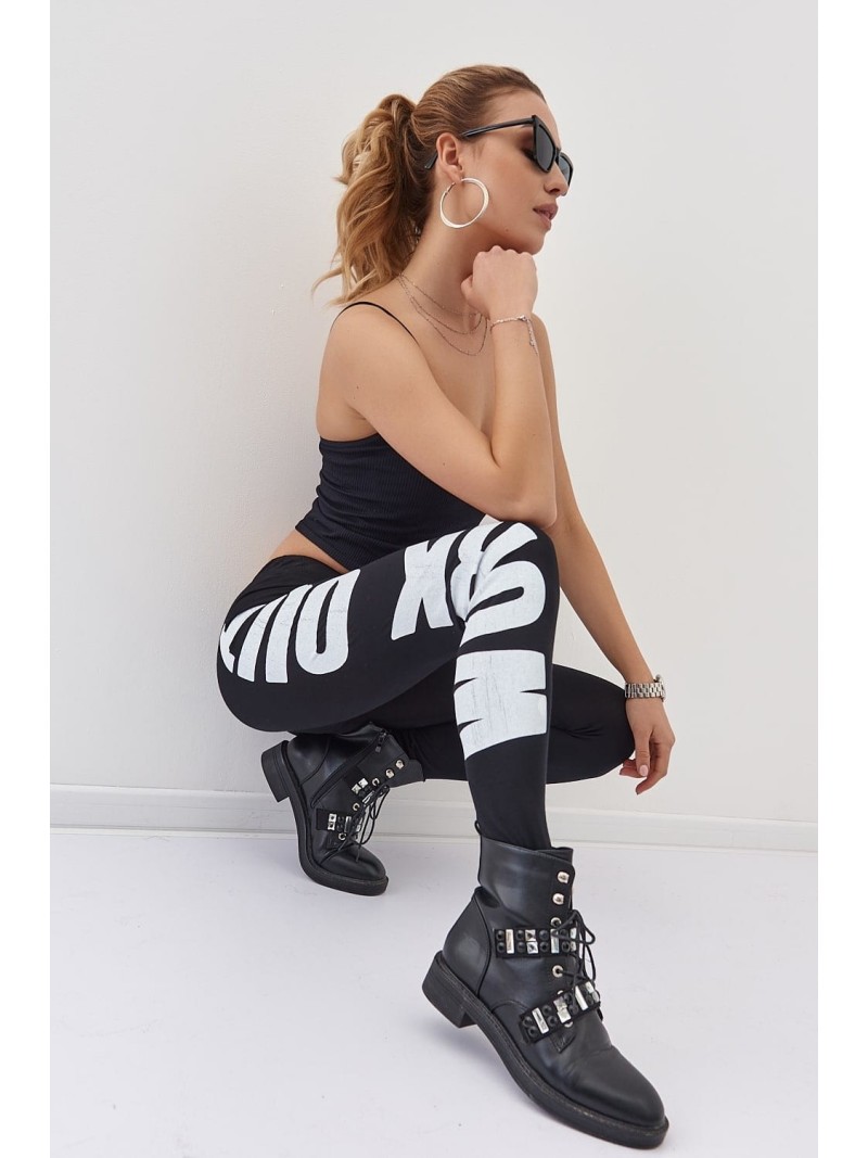 Bequeme Leggings mit Aufschrift, schwarz 9724 - Online-Shop - Boutique