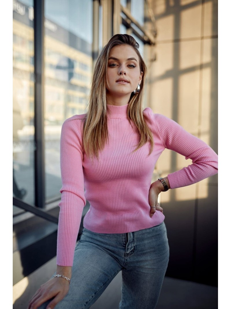 Taillierter Rollkragenpullover für Damen, rosa 3212024 – Online-Shop – Boutique