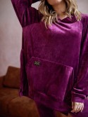 Welurowy zestaw legginsy + oversizowa bluza z kapturem śliwkowy TS07 - Sklep internetowy - Butik