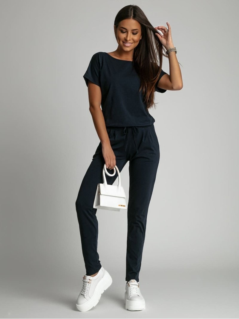 Jumpsuit with a bow, Navy blue 2950 - Online store - Boutique