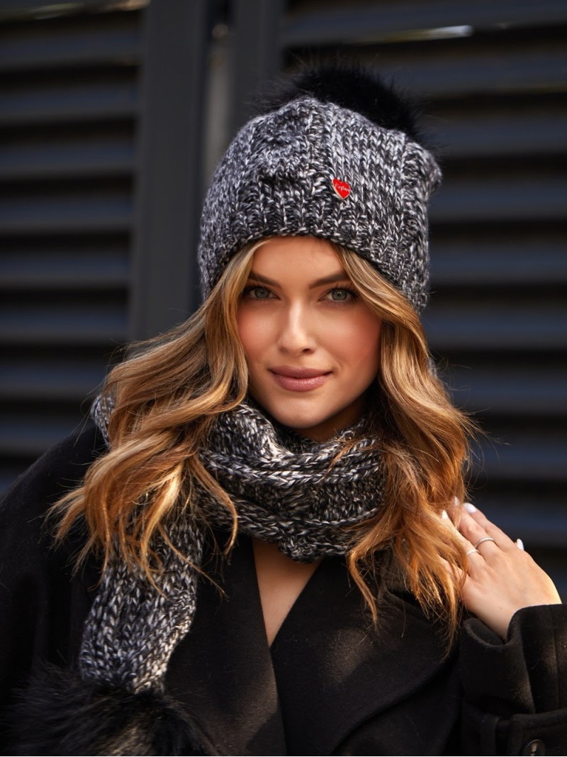 Winter set, black hat and scarf C40 - Online store - Boutique