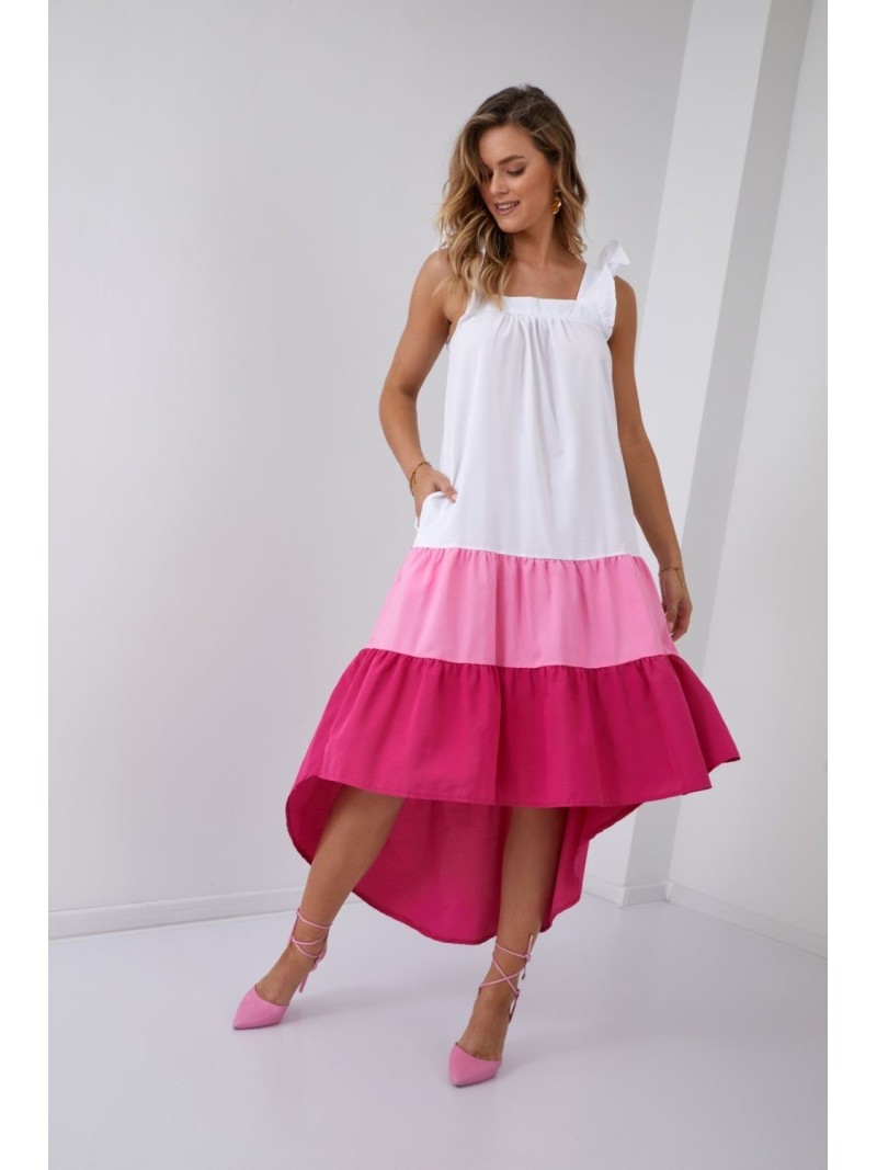 Asymmetric pink and amaranth dress FG648