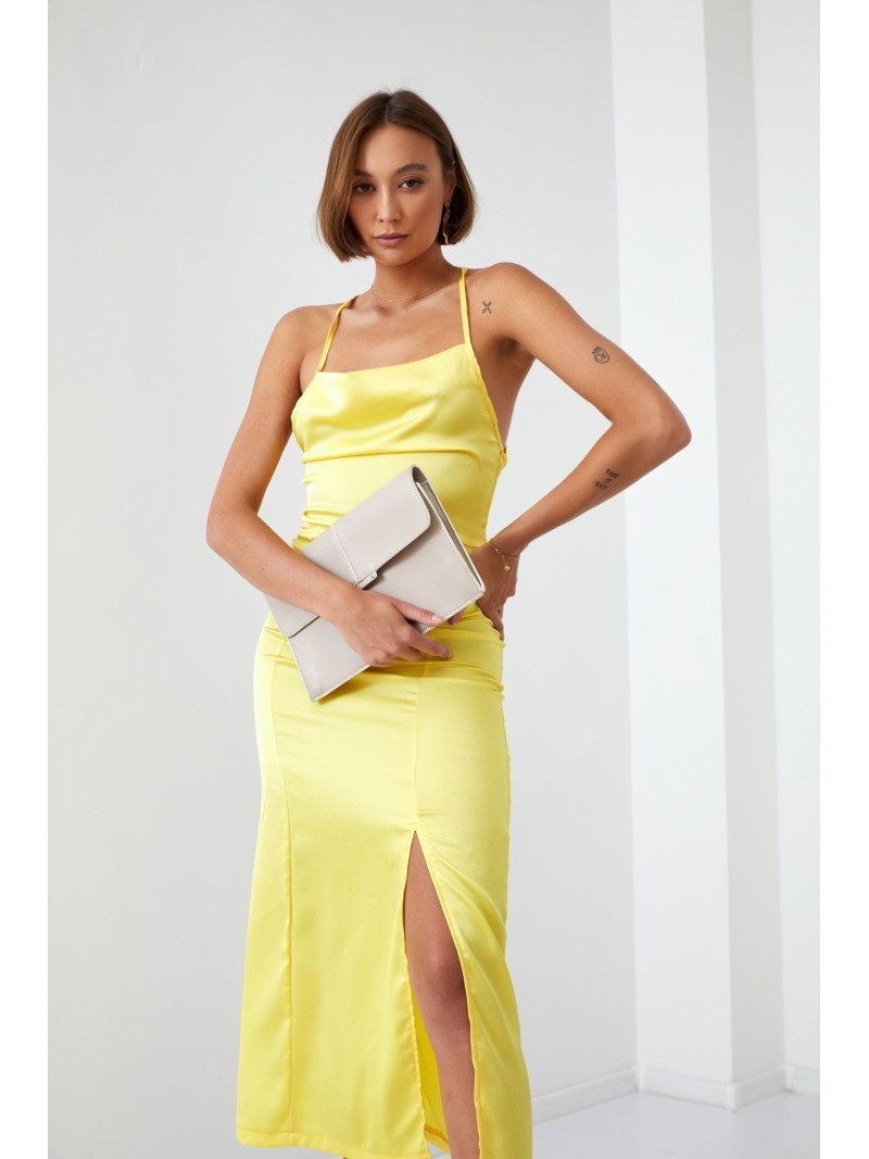 Sensual dress with open back, yellow FG644 - Online store - Boutique