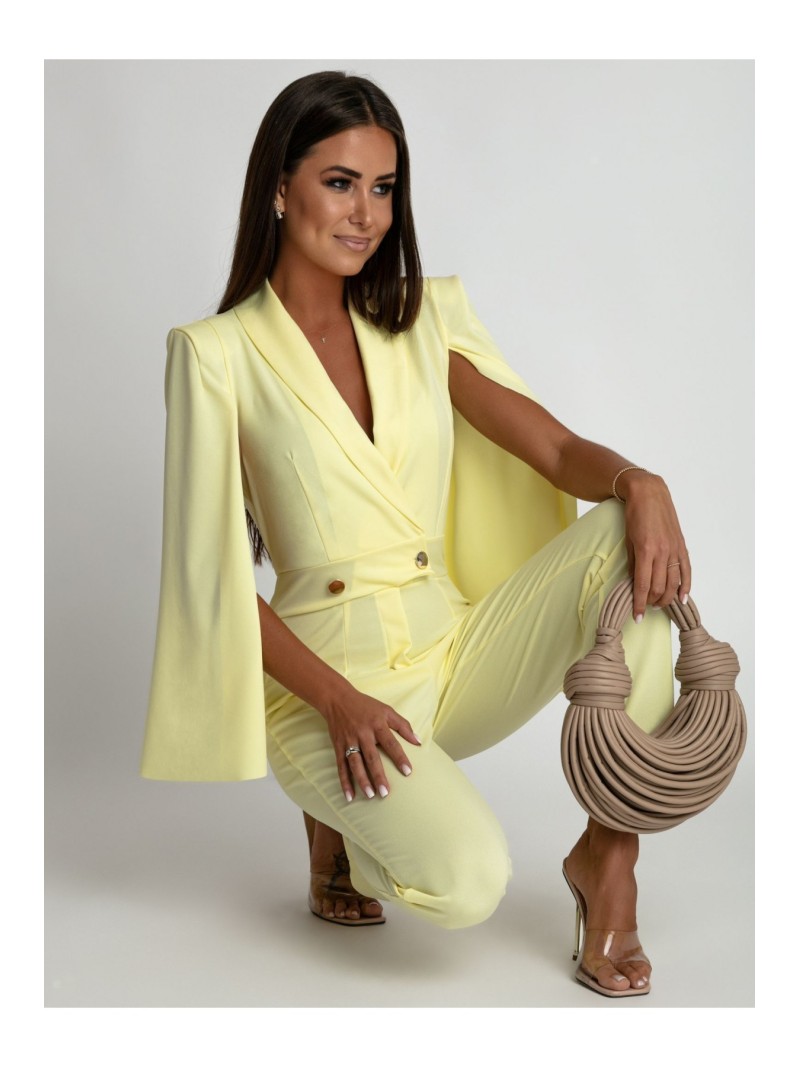 Jumpsuit with slit sleeves, yellow AZR08011