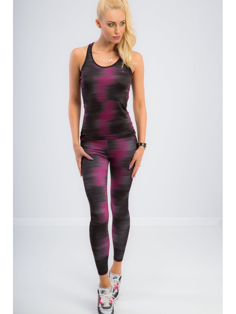 Leggings mit schwarzem und amaranthfarbenem Muster H001 – Online-Shop – Boutique