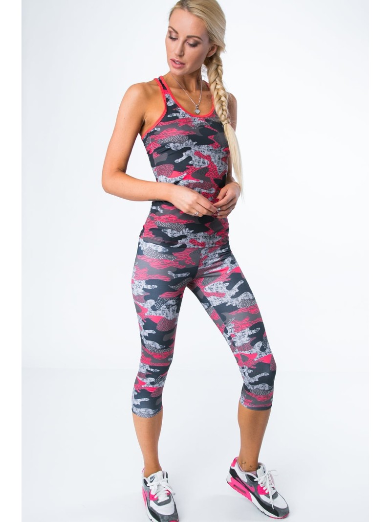 3/4-Leggings in Camo-Graphit-Koralle MR15493 – Online-Shop – Boutique