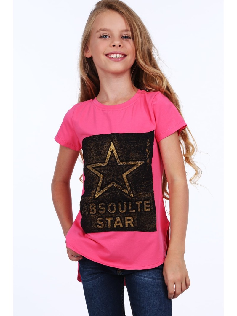 Mädchen-T-Shirt mit längerem Rücken, Amaranth NDZ8209 – Online-Shop – Boutique