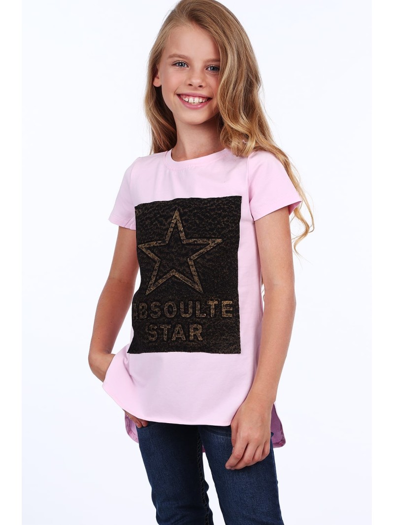 Tricou fete cu spatele mai lung, roz deschis NDZ8209 - Magazin online - Boutique