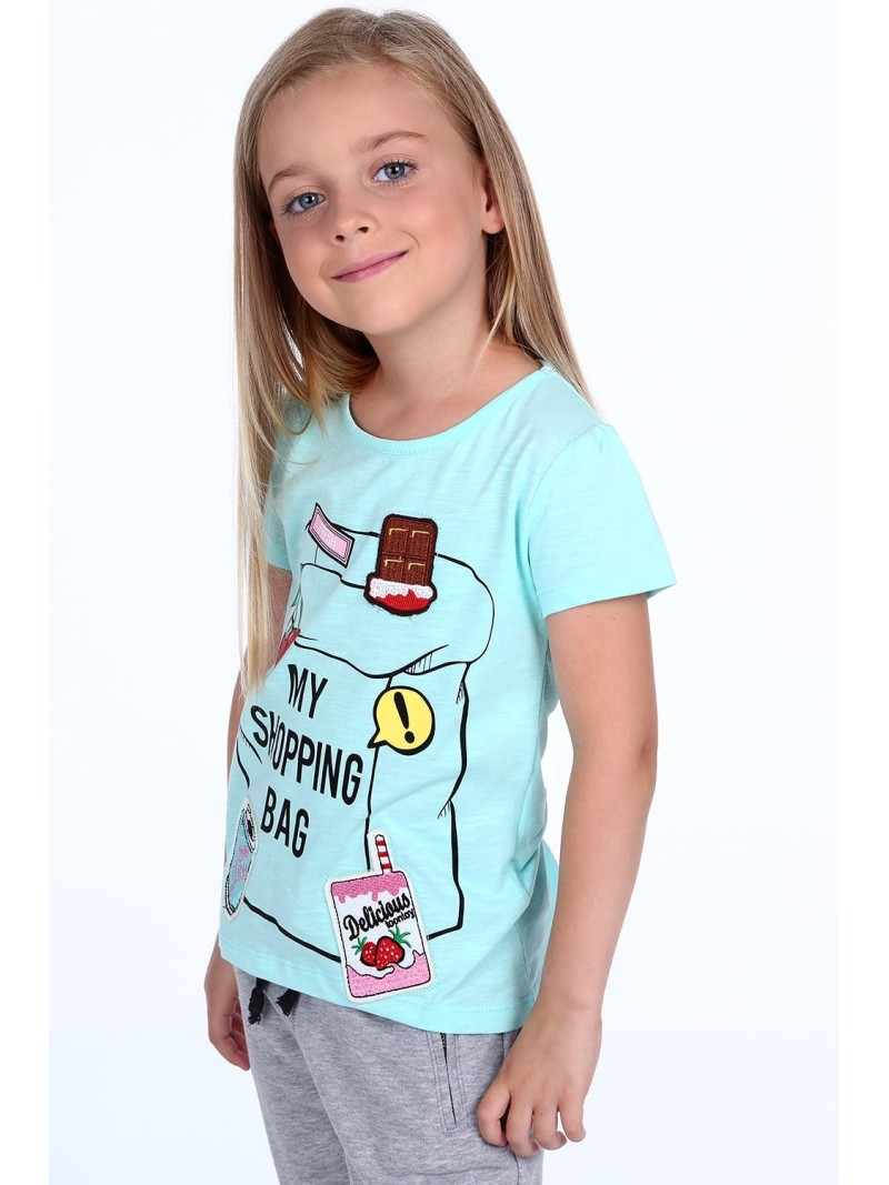 Tricou fete cu petice, menta NDZ8112 - Magazin online - Boutique