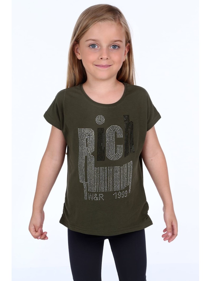 T-Shirt mit schimmernder Khaki-Applikation NDZ8490 – Online-Shop – Boutique