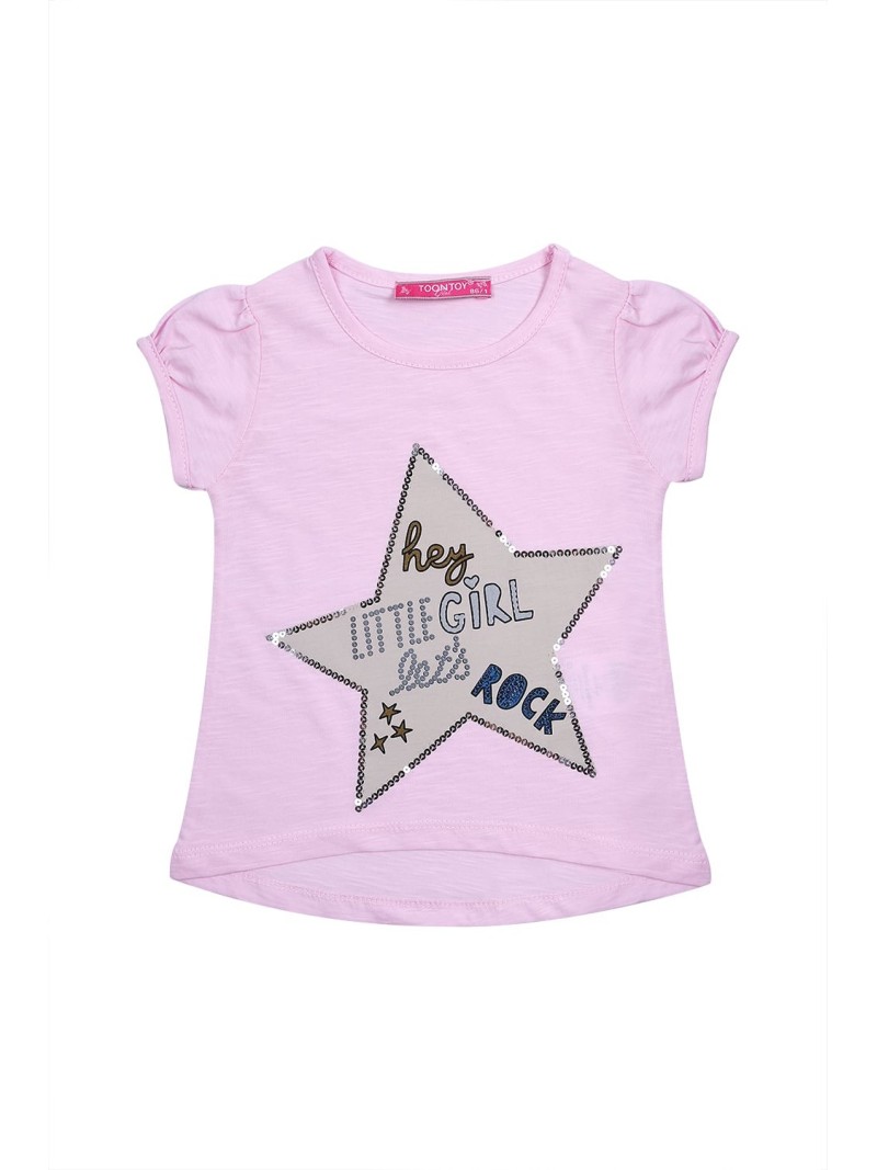 Tricou cu stea, roz deschis NDZ8109 - Magazin online - Boutique