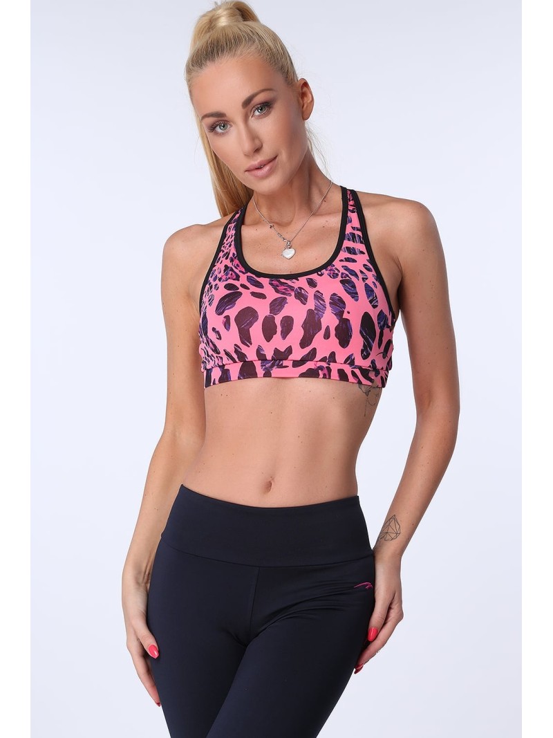 Rosafarbenes Sporttop mit Leopardenmuster MR15498 – Online-Shop – Boutique