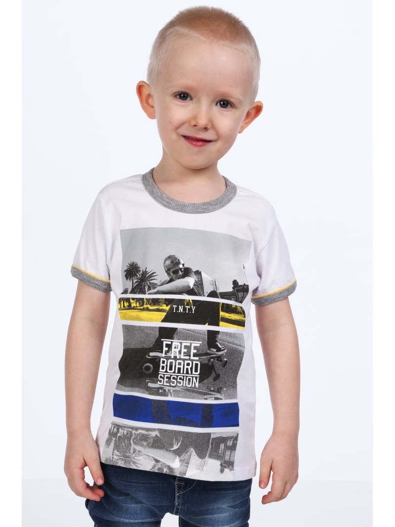 Weißes Jungen-T-Shirt mit Aufdruck NDZ4479 – Online-Shop – Boutique