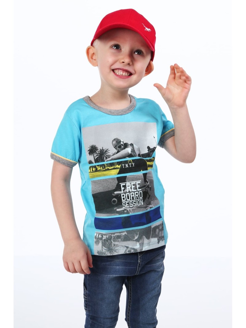 Blaues Jungen-T-Shirt mit Aufdruck NDZ4479 – Online-Shop – Boutique