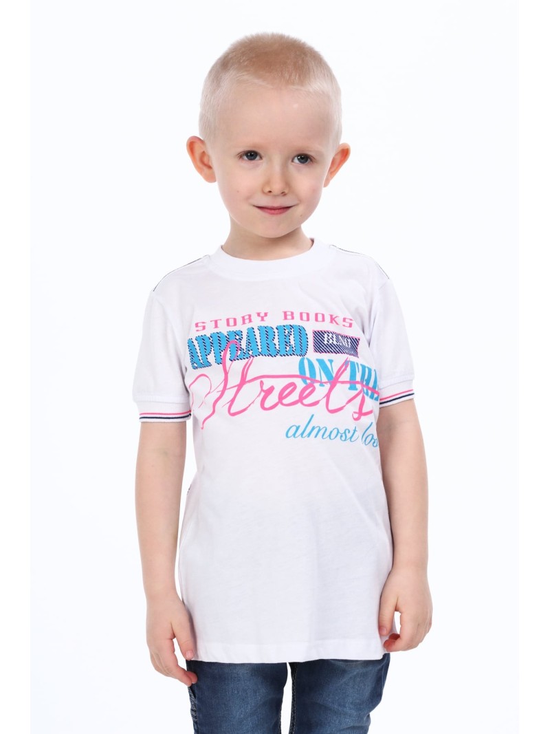 Weißes Jungen-T-Shirt mit Aufschrift NDZ7357 – Online-Shop – Boutique