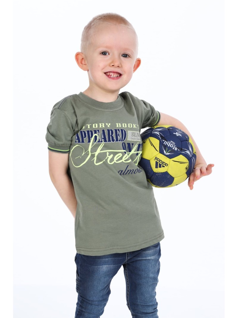 Khakifarbenes Jungen-T-Shirt mit Aufschrift NDZ7357 – Online-Shop – Boutique