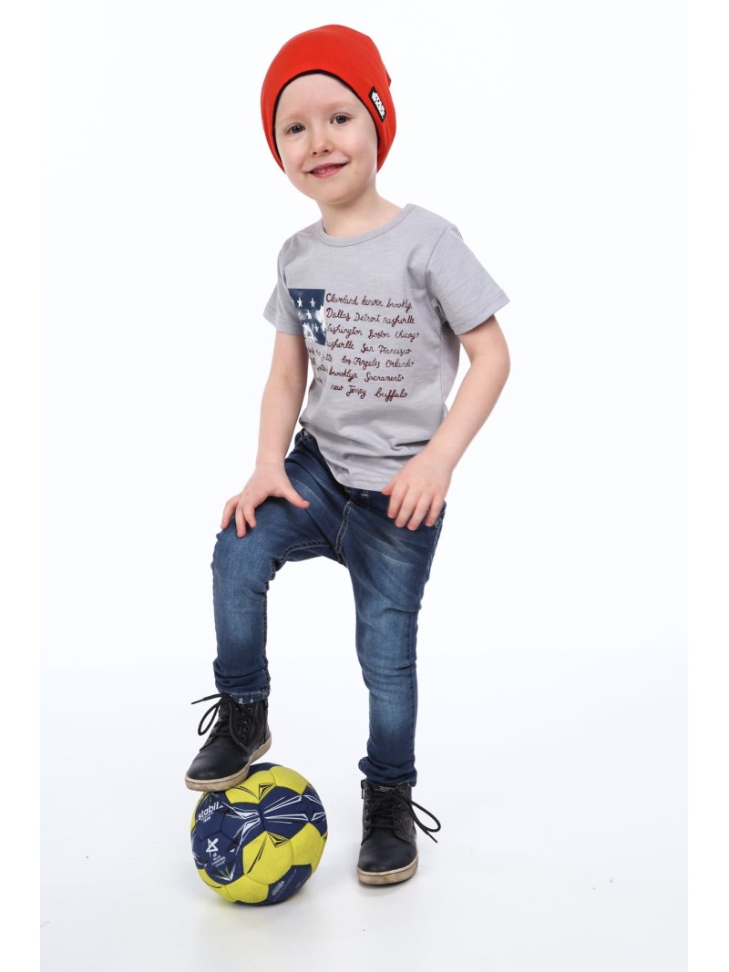 Jungen-T-Shirt mit Aufschrift, hellgrau NDZ4446 – Online-Shop – Boutique