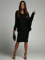Wielofunkcyjna sukienka/tunika/bluzka z rękawem nietoperz 3 w 1 czarna FG632