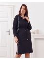 Sukienka Plus Size wiązana w pasie czarna FK569