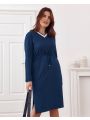 Sukienka Plus Size wiązana w pasie granatowa FK569