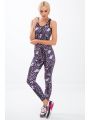 Kolorowe legginsy sportowe w geometryczne kształty / fiolet H0010