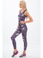 Kolorowe legginsy sportowe w geometryczne kształty / fiolet H0010