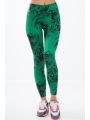 Zielone legginsy w czarne wzory H0060