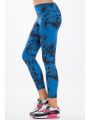 Niebieskie legginsy w czarne wzory H0060