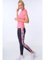 Legginsy sportowe z lampasem w kwiaty granatowe MR15471