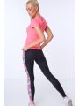 Legginsy sportowe z lampasem w kwiaty granatowe MR15471