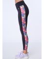 Legginsy sportowe z lampasem w kwiaty granatowe MR15471