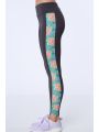 Legginsy sportowe z lampasem w kwiaty grafitowe MR15471