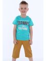 T-shirt chłopięcy z napisami miętowy NDZ4481