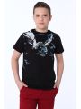 T-shirt chłopięcy z aplikacją czarny NDZ7733