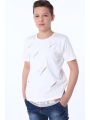 T-shirt z przecięciami chłopięcy biały NDZ47018