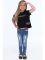 T-shirt z detalami moro czarny NDZ8641