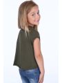 T-shirt z detalami moro khaki NDZ8641