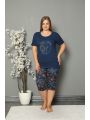 Piżama damska plus size komplet t-shirt spodenki granatowa PIZ14275