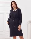 Sukienka Plus Size wiązana w pasie czarna FK569