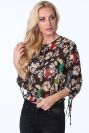 Bluzka cienka w kwiaty czarna MP28546